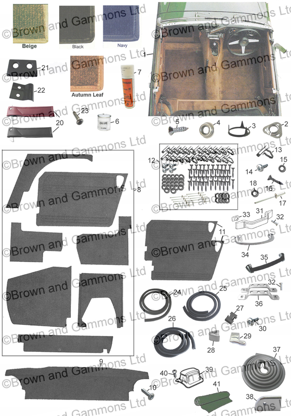 Image for Carpet sets. Interior Trim. Seat covers. Door Seals. Check Straps. Headrests